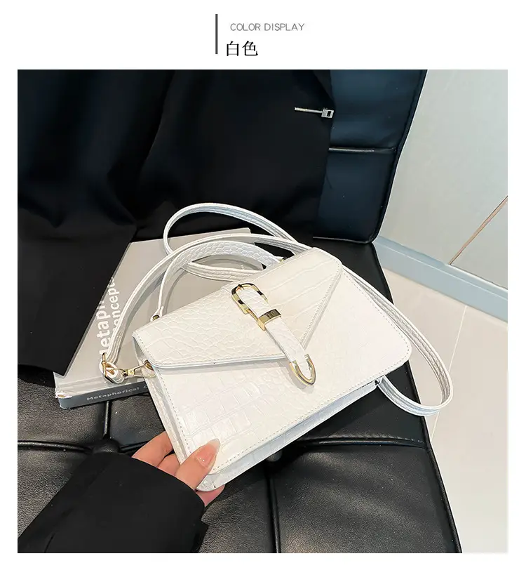 2025 Croc Pattern Shoulder Crossbody Bag Brown White Black β feature 21