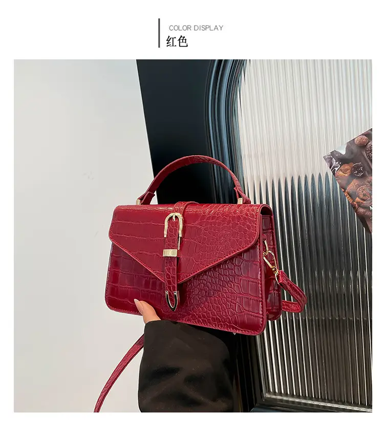 2025 Croc Pattern Shoulder Crossbody Bag Brown White Black β feature 23