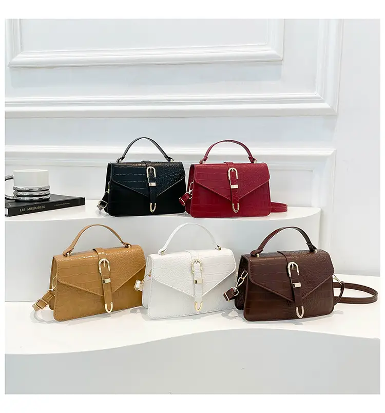 2025 Croc Pattern Shoulder Crossbody Bag Brown White Black β feature 25