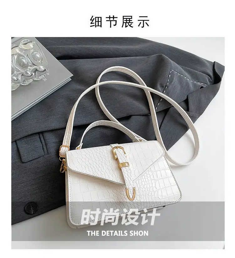 2025 Croc Pattern Shoulder Crossbody Bag Brown White Black β feature 3