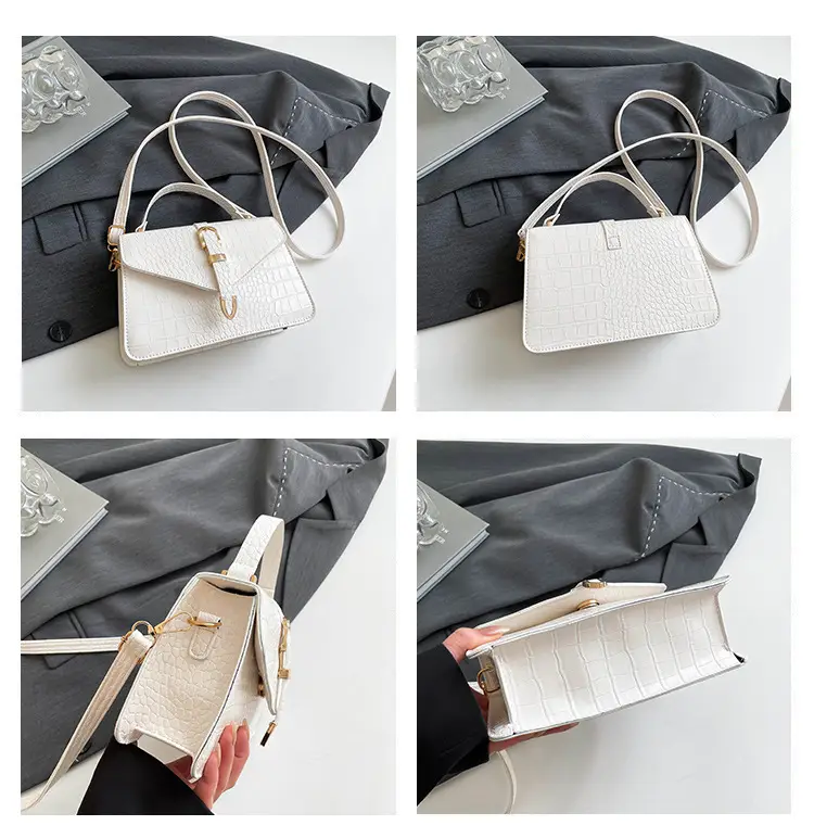 2025 Croc Pattern Shoulder Crossbody Bag Brown White Black β feature 9