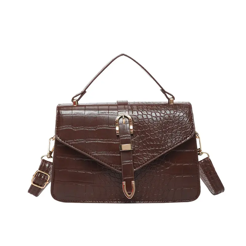 2025 Croc Pattern Shoulder Crossbody Bag Brown White Black - Image 2