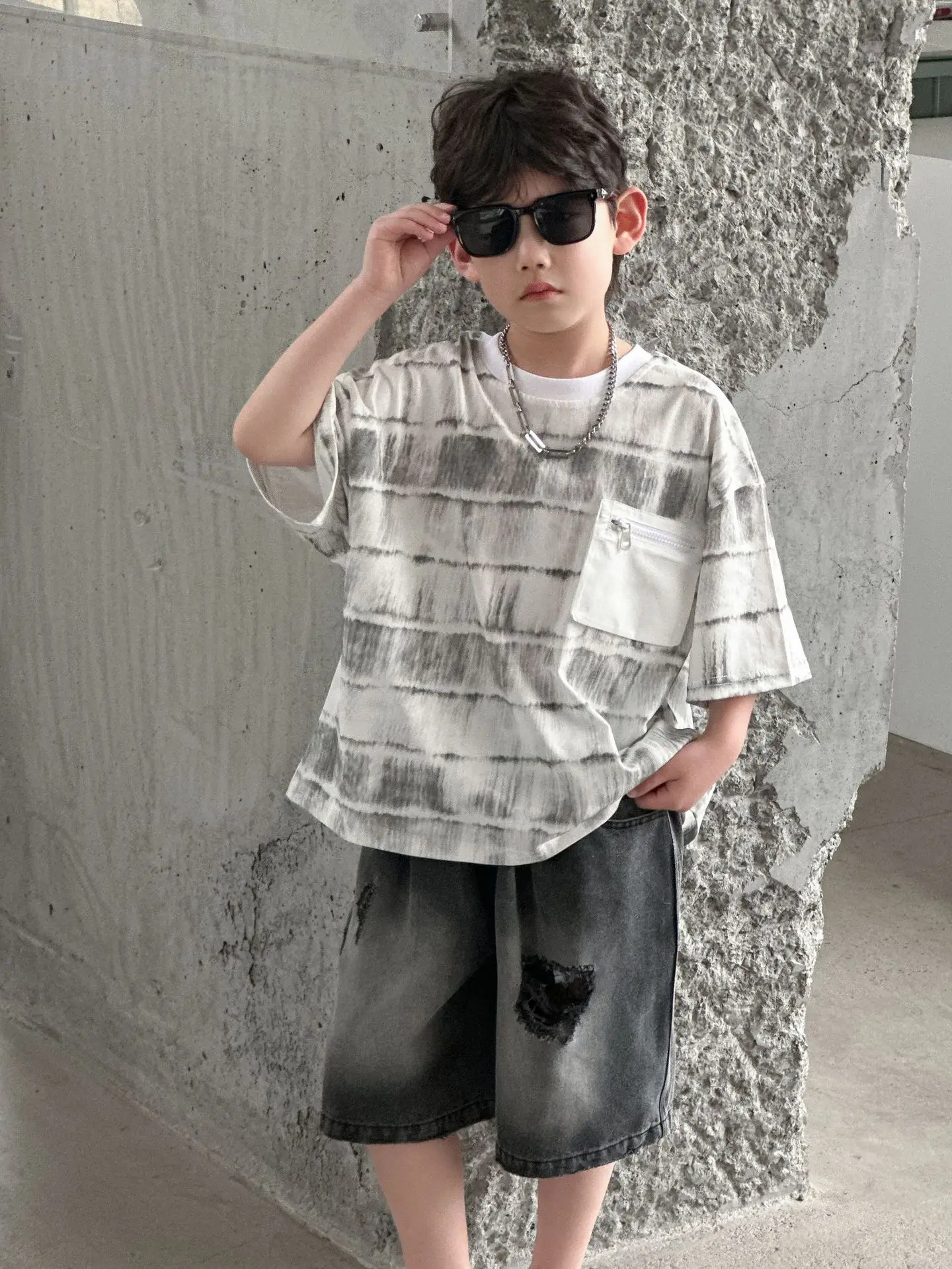 Boys Pure Cotton Tie-Dye Short Sleeve T-Shirt Medium