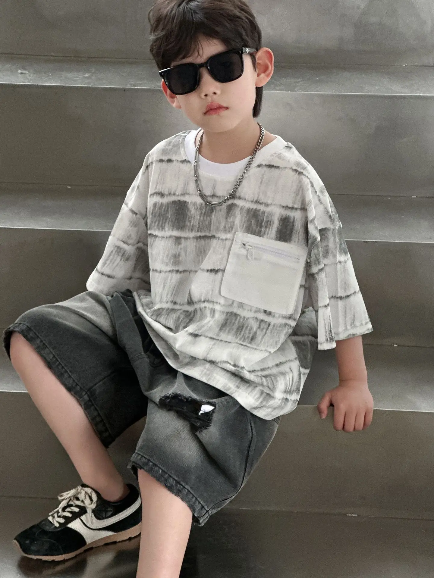 Boys Pure Cotton Tie-Dye Short Sleeve T-Shirt Medium