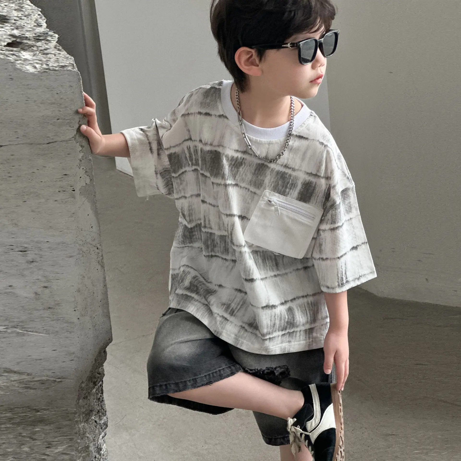 Boys Pure Cotton Tie-Dye Short Sleeve T-Shirt Medium — feature 13