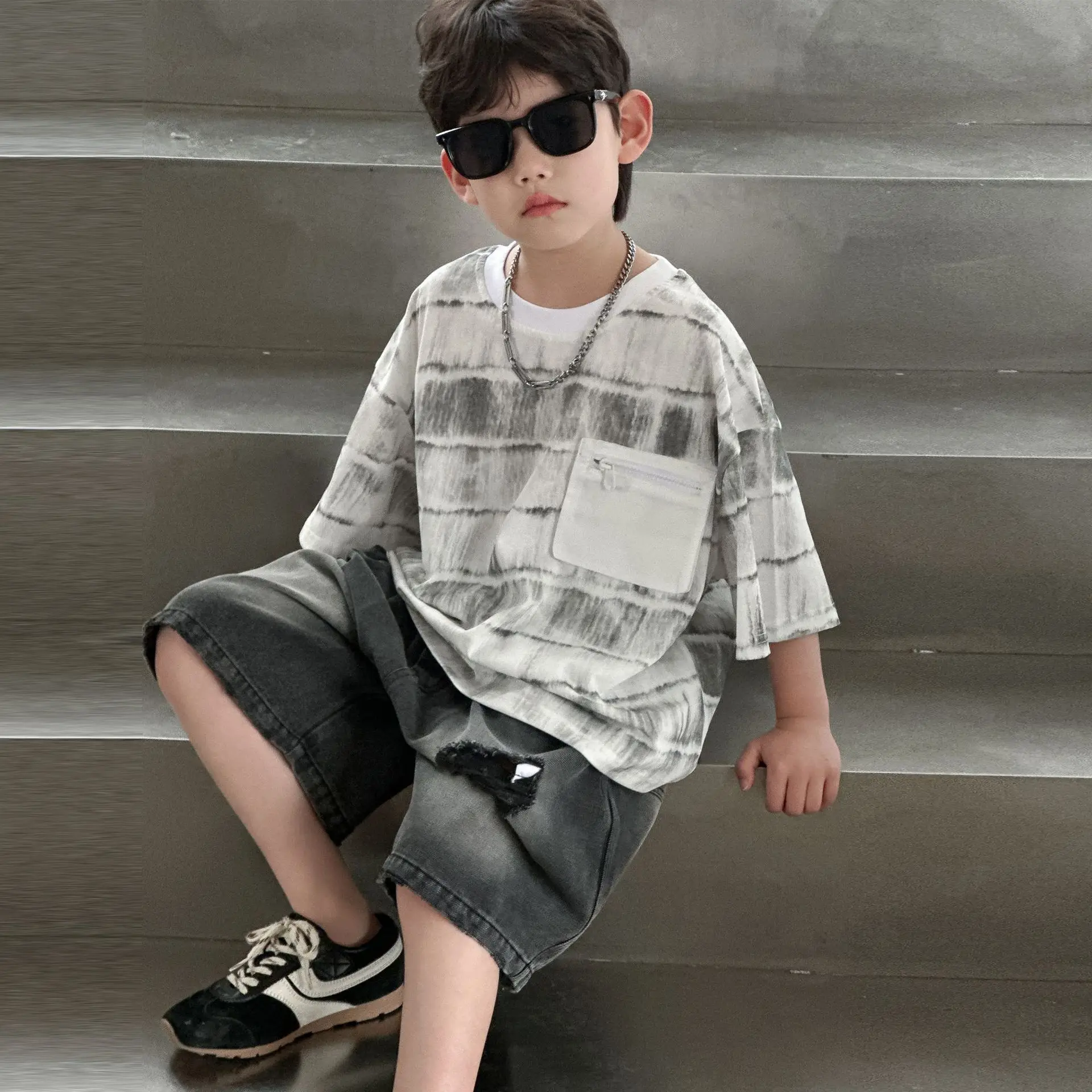 Boys Pure Cotton Tie-Dye Short Sleeve T-Shirt Medium — feature 14