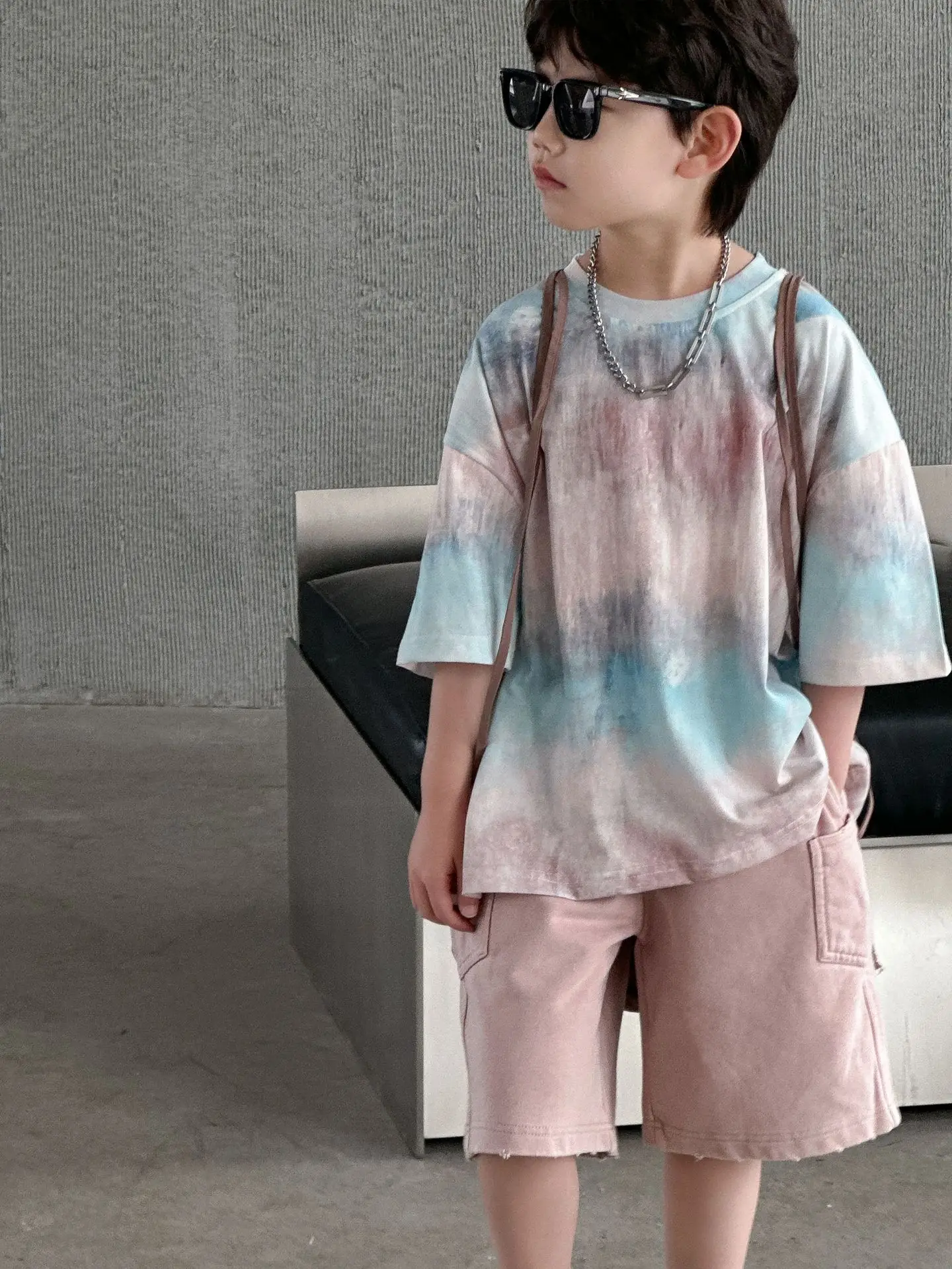Boys Cotton Tie-Dye Shorts Set Summer 2025 - Image 4