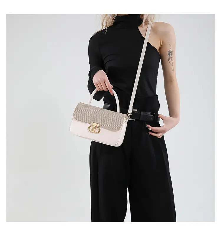 Green Textured Lock Buckle Shoulder Bag for Women — feature 10