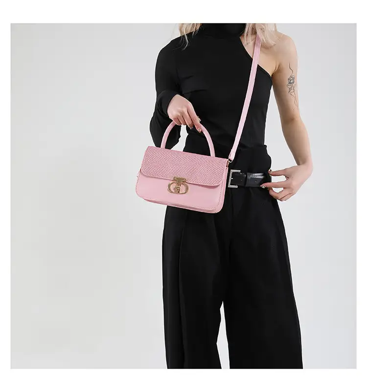Green Textured Lock Buckle Shoulder Bag for Women — feature 12