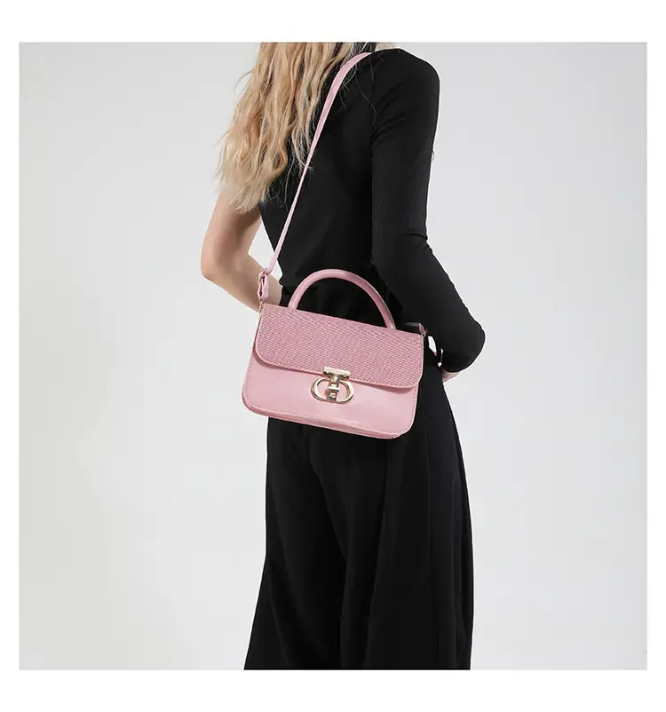 Green Textured Lock Buckle Shoulder Bag for Women — feature 13