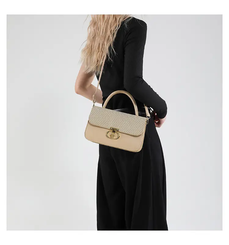 Green Textured Lock Buckle Shoulder Bag for Women — feature 15