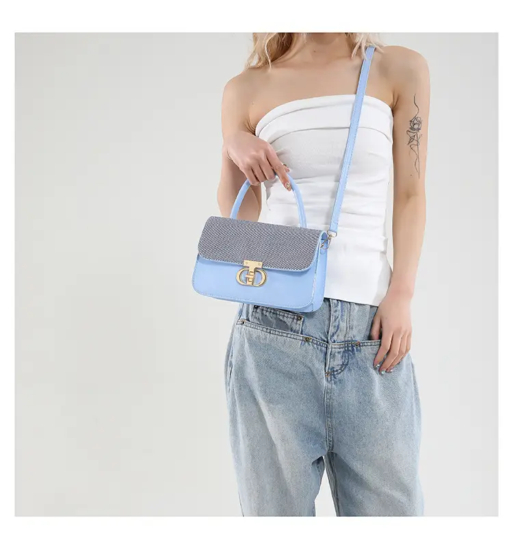 Green Textured Lock Buckle Shoulder Bag for Women — feature 16