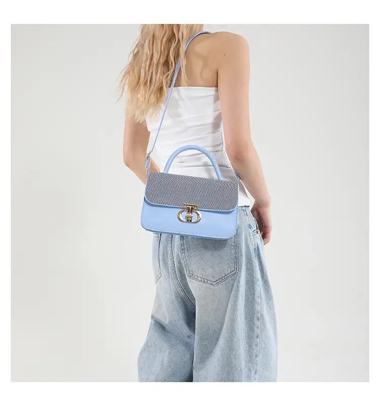 Green Textured Lock Buckle Shoulder Bag for Women — feature 17