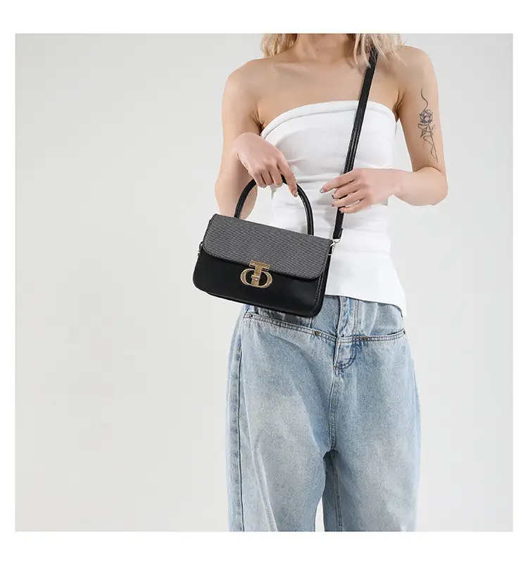 Green Textured Lock Buckle Shoulder Bag for Women — feature 20
