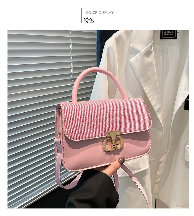 Green Textured Lock Buckle Shoulder Bag for Women — feature 22