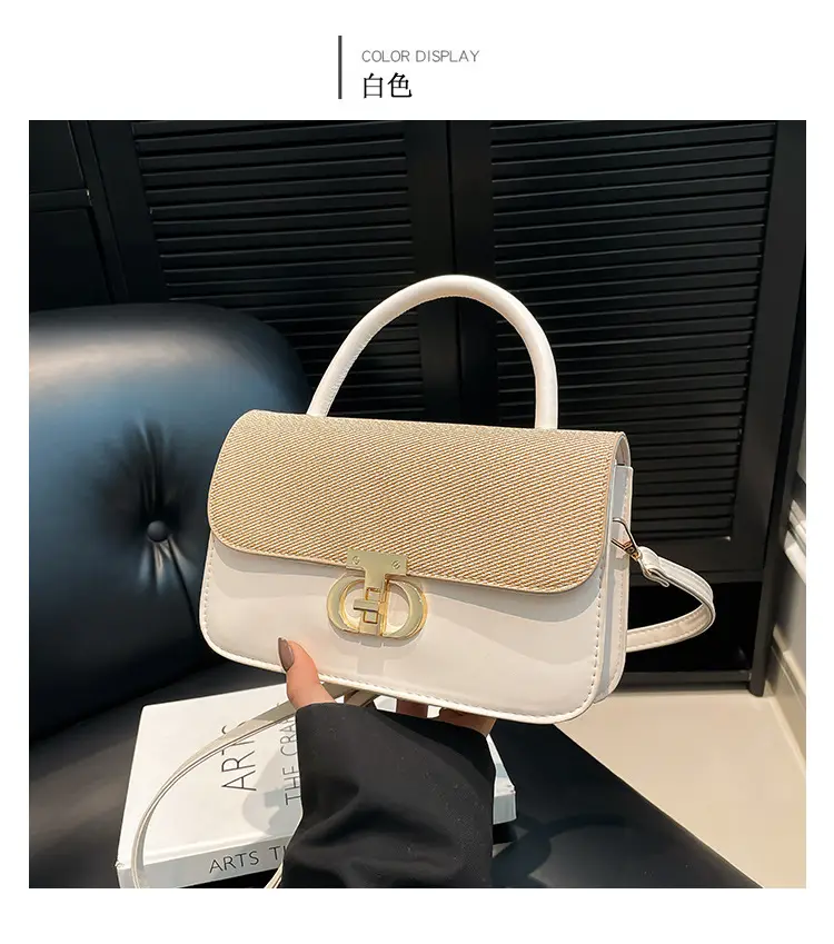 Green Textured Lock Buckle Shoulder Bag for Women — feature 23
