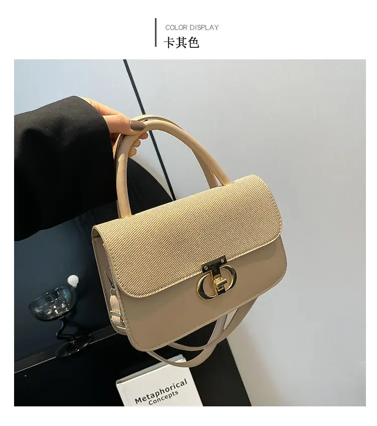 Green Textured Lock Buckle Shoulder Bag for Women — feature 26