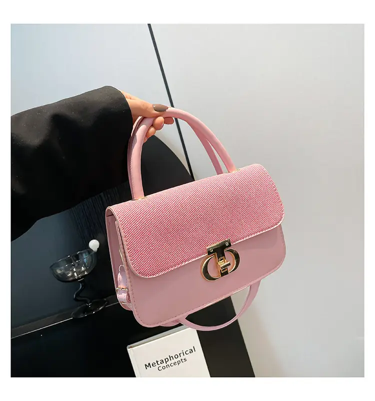 Green Textured Lock Buckle Shoulder Bag for Women — feature 29