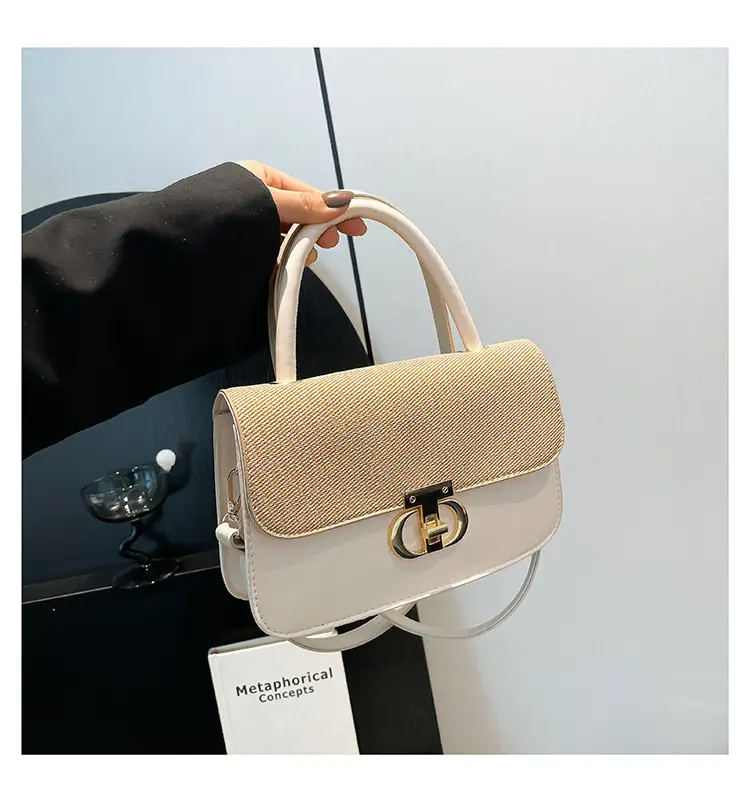 Green Textured Lock Buckle Shoulder Bag for Women — feature 30
