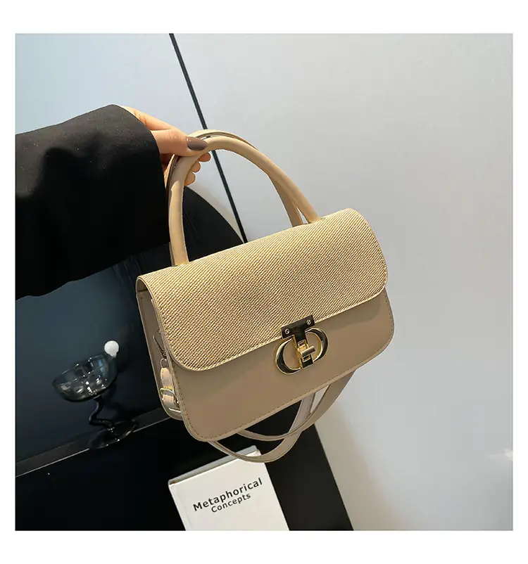 Green Textured Lock Buckle Shoulder Bag for Women — feature 31