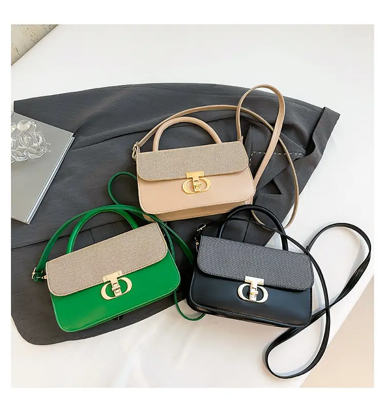 Green Textured Lock Buckle Shoulder Bag for Women — feature 35