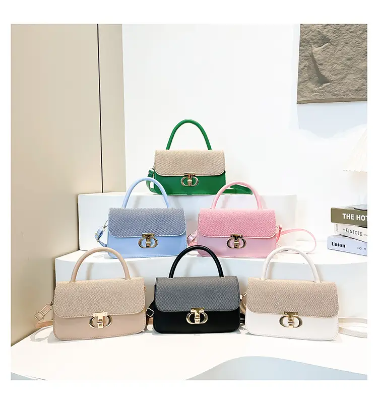 Green Textured Lock Buckle Shoulder Bag for Women — feature 36