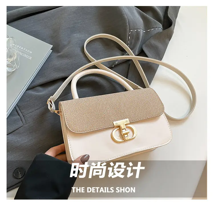 Green Textured Lock Buckle Shoulder Bag for Women — feature 7