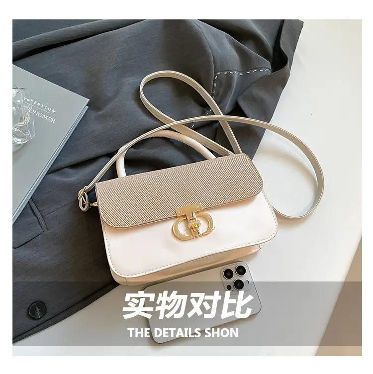 Green Textured Lock Buckle Shoulder Bag for Women — feature 8