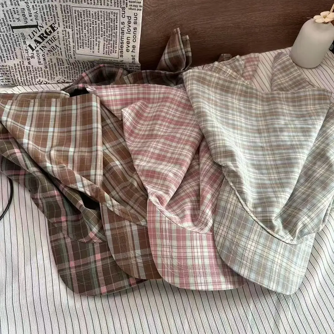 Korean Plaid Turban Hat for Women Spring Summer - Image 6