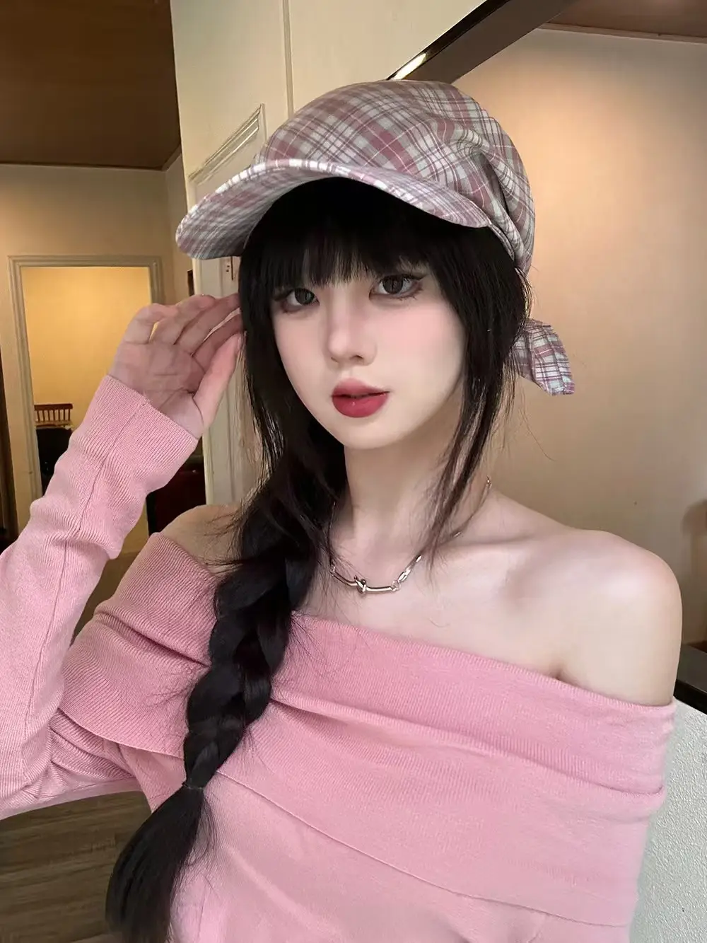 Korean Plaid Turban Hat for Women Spring Summer — feature 6