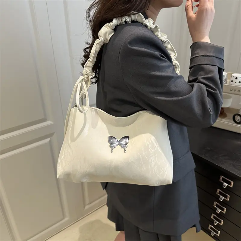 Silver Ruffled Crossbody Tote Bag for Women 2025 - Image 7