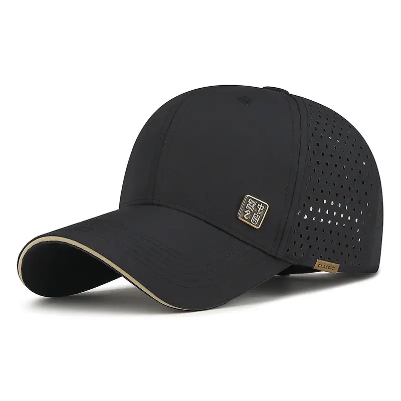 Men's Black Mesh Baseball Cap with Peaked Top - Image 9