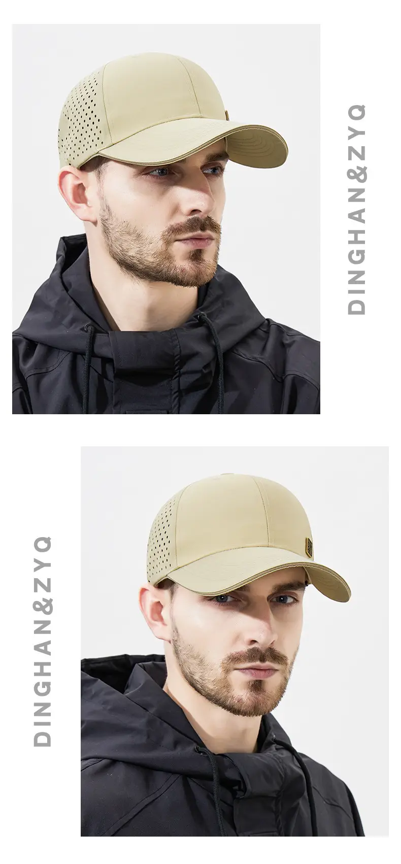 Men's Black Mesh Baseball Cap with Peaked Top — feature 10