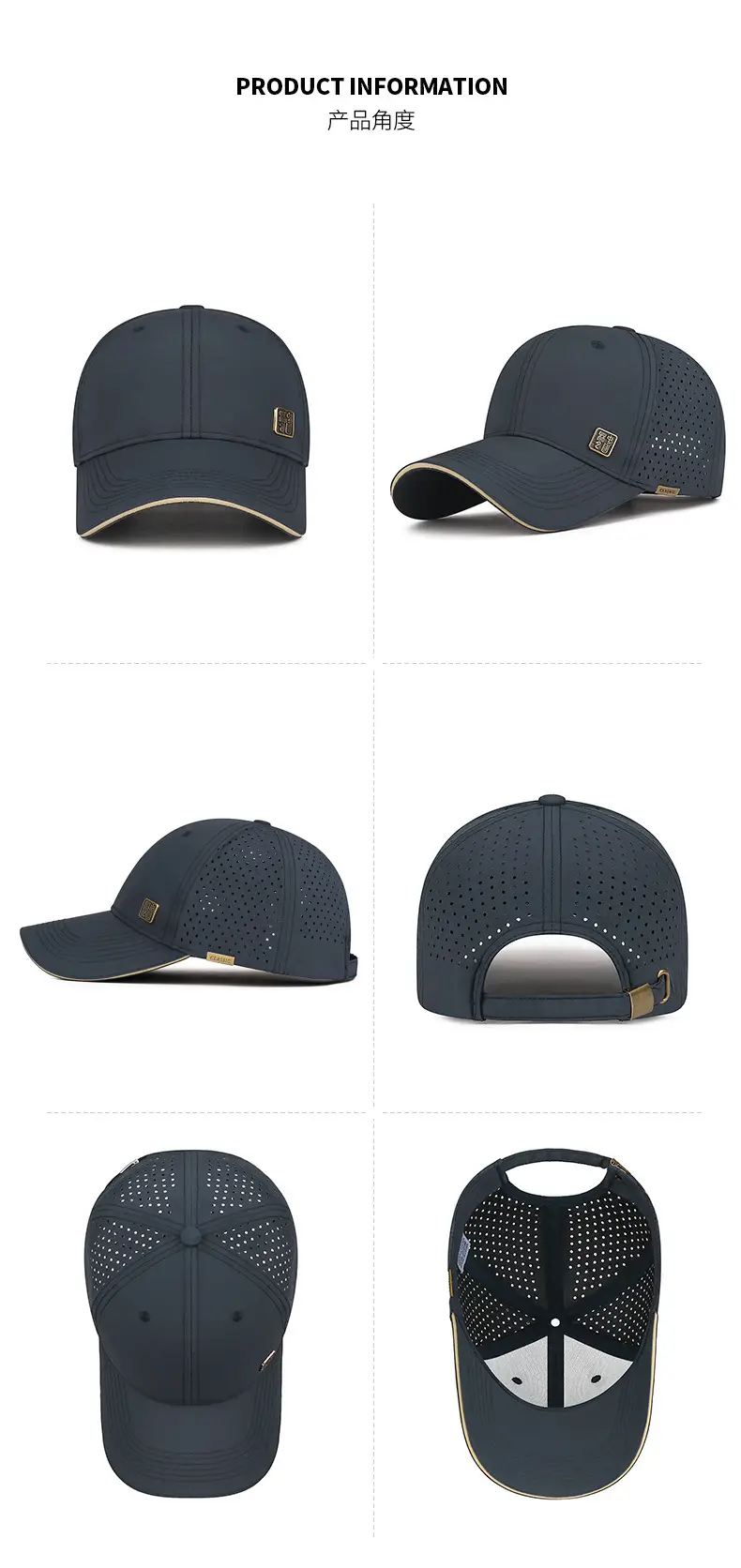 Men's Black Mesh Baseball Cap with Peaked Top — feature 15