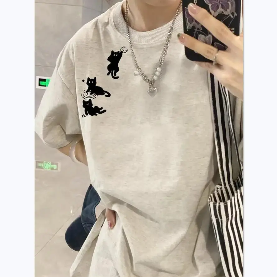 2024 New Summer Ins Cotton T-Shirt Niche Maroon - Image 5