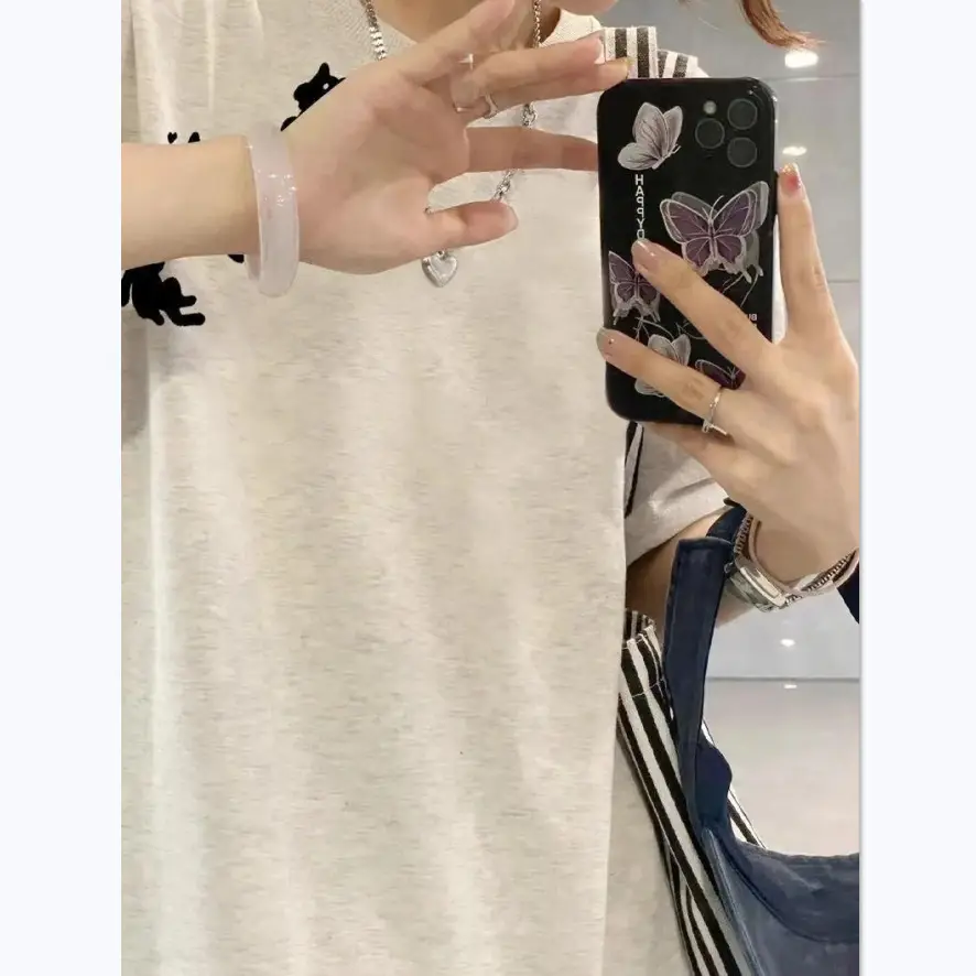 2024 New Summer Ins Cotton T-Shirt Niche Maroon - Image 6