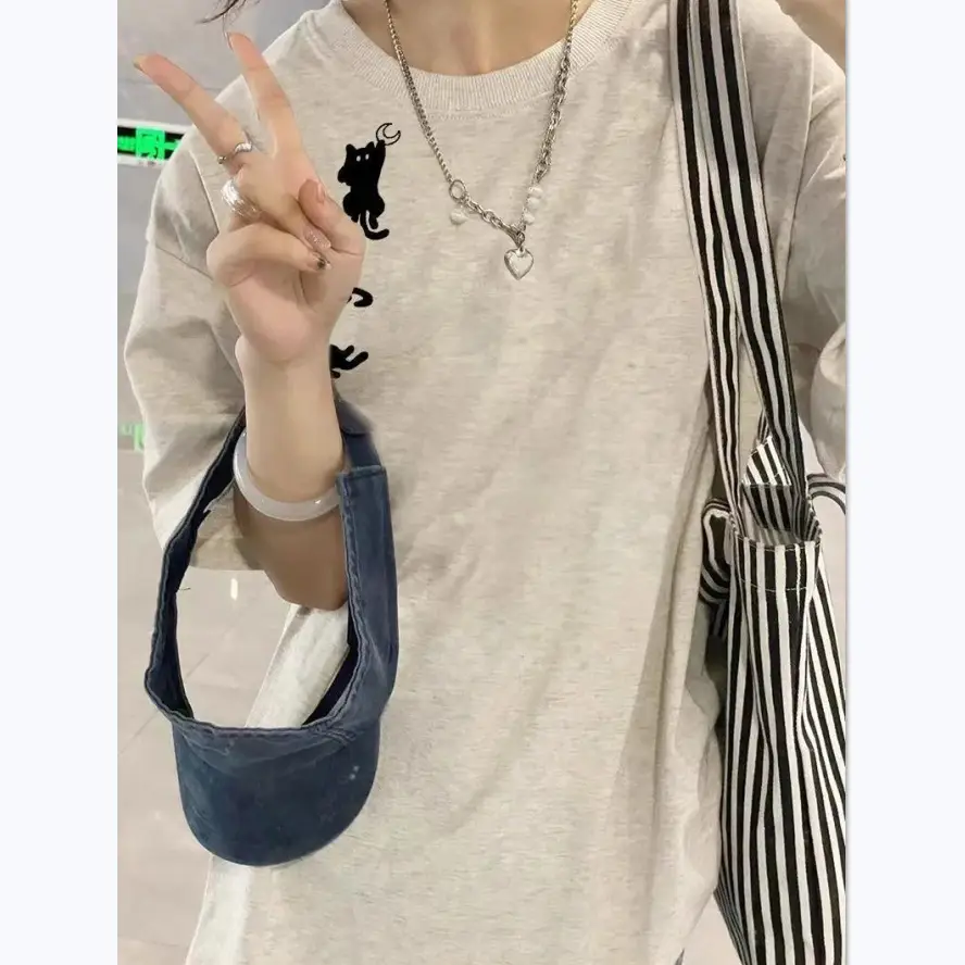 2024 New Summer Ins Cotton T-Shirt Niche Maroon - Image 7