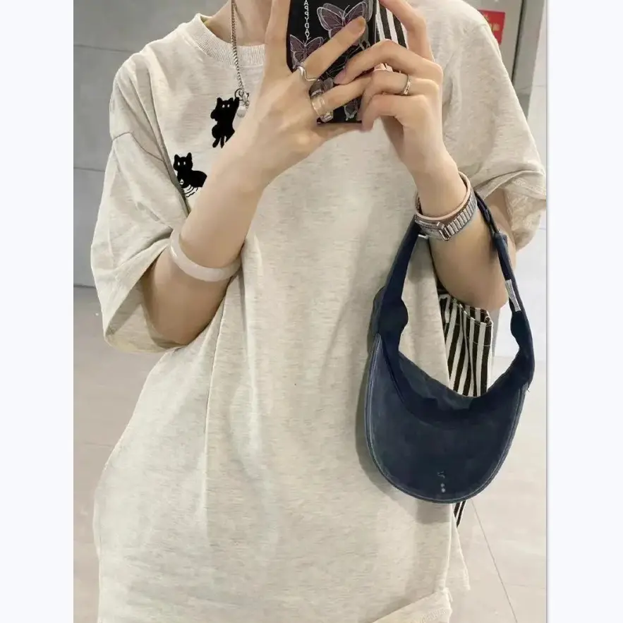 2024 New Summer Ins Cotton T-Shirt Niche Maroon - Image 8