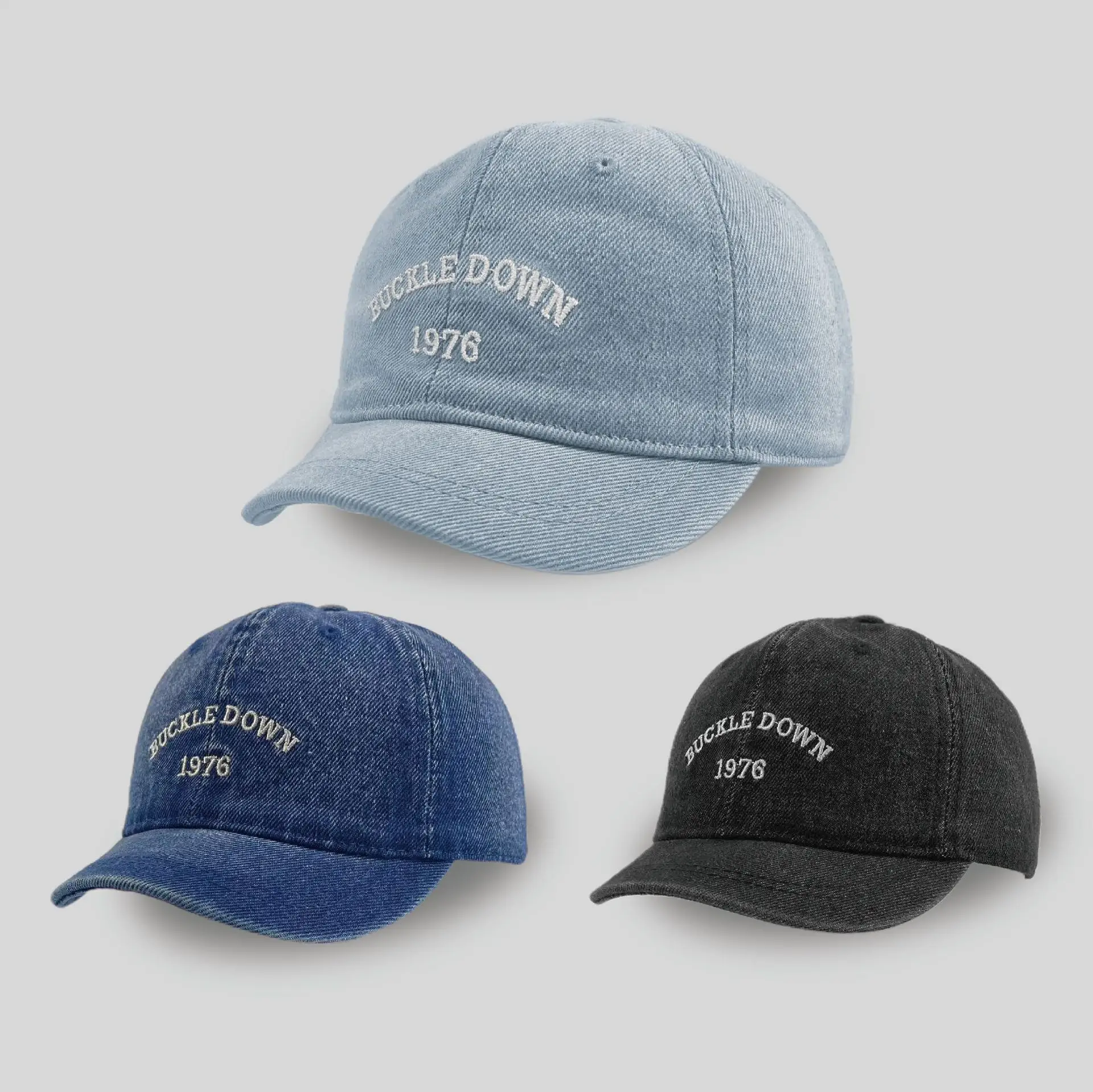 Men Embroidered Denim Baseball Caps Blue Black - Image 3