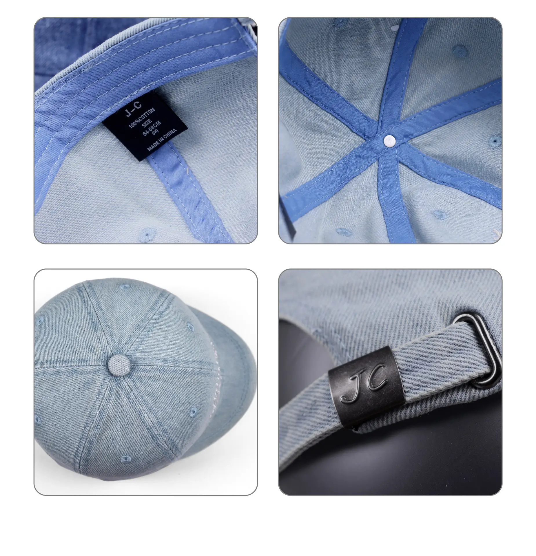 Men Embroidered Denim Baseball Caps Blue Black — feature 11