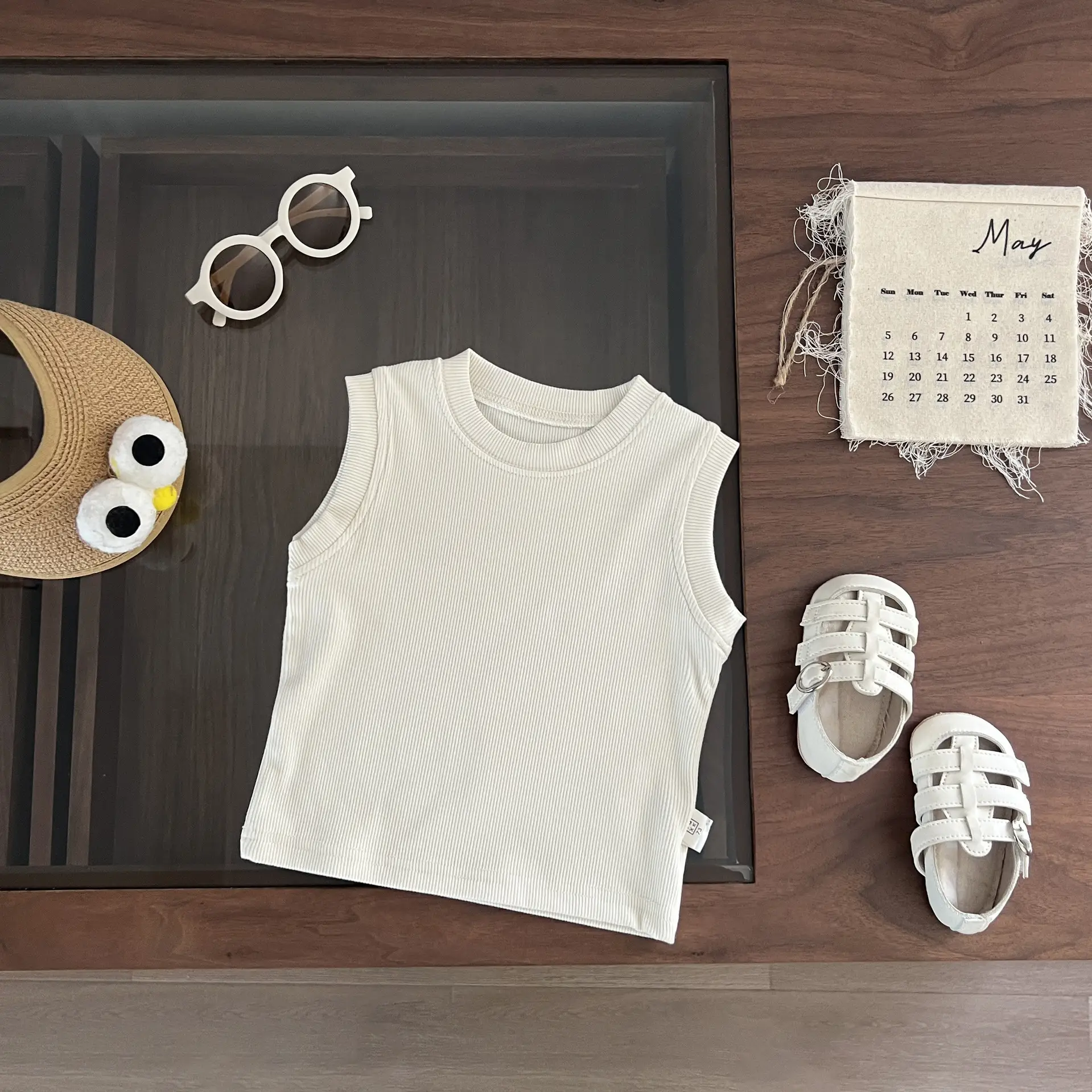 Boys Vest Summer T-shirt Solid Color Sleeveless Top - Image 2