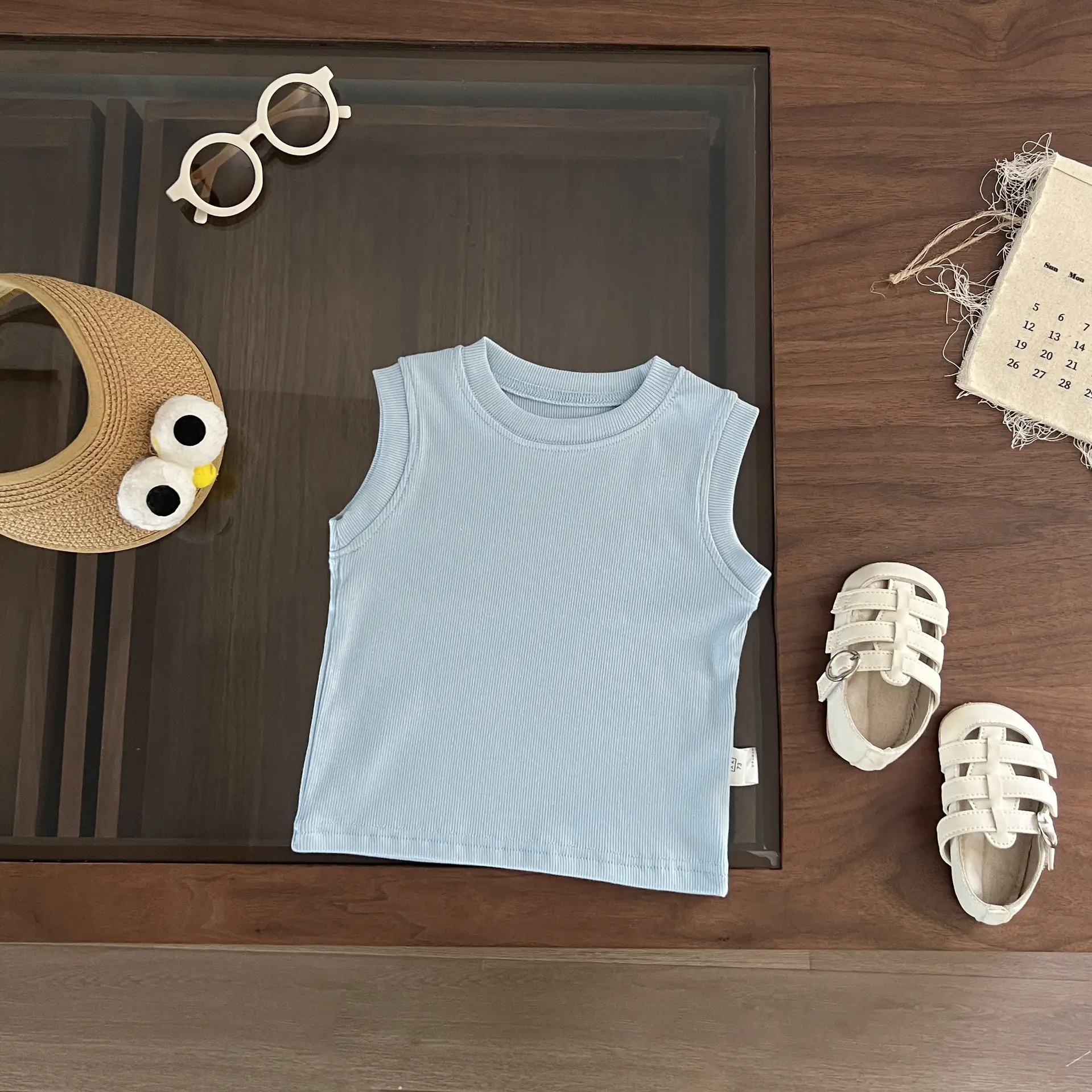 Boys Vest Summer T-shirt Solid Color Sleeveless Top - Image 3