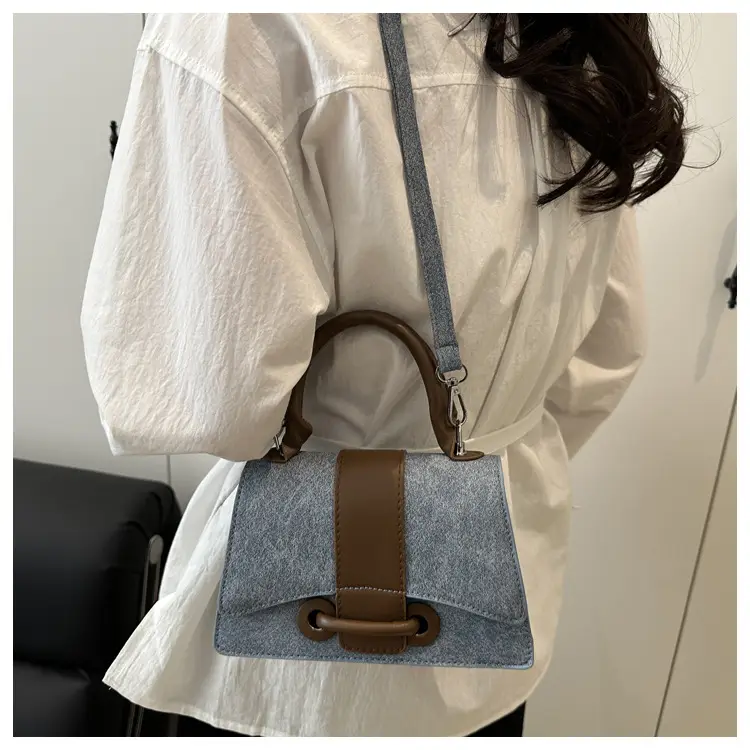 Vintage Blue Leather Shoulder Bag for Women — feature 10