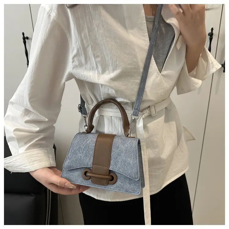 Vintage Blue Leather Shoulder Bag for Women — feature 11