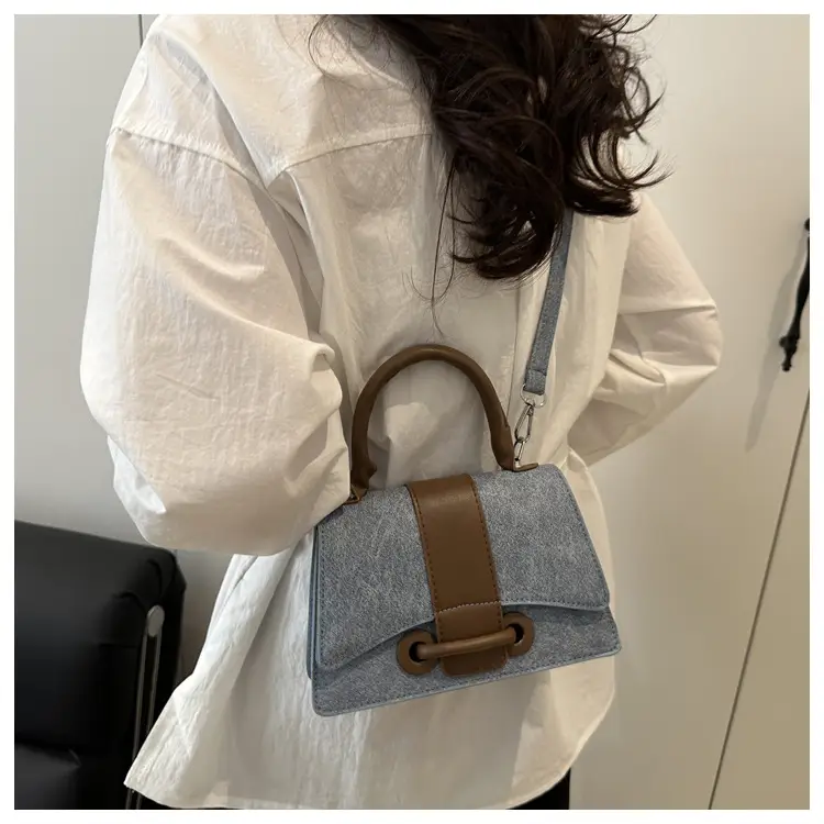 Vintage Blue Leather Shoulder Bag for Women — feature 12