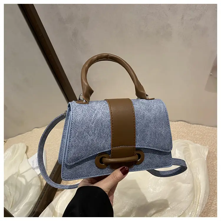 Vintage Blue Leather Shoulder Bag for Women — feature 21