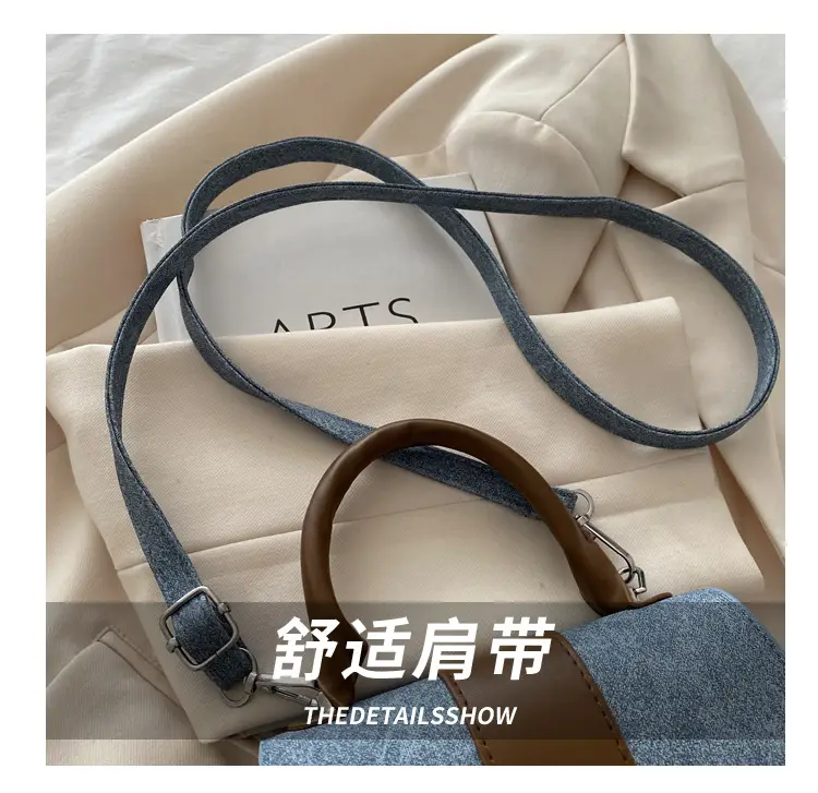 Vintage Blue Leather Shoulder Bag for Women — feature 7