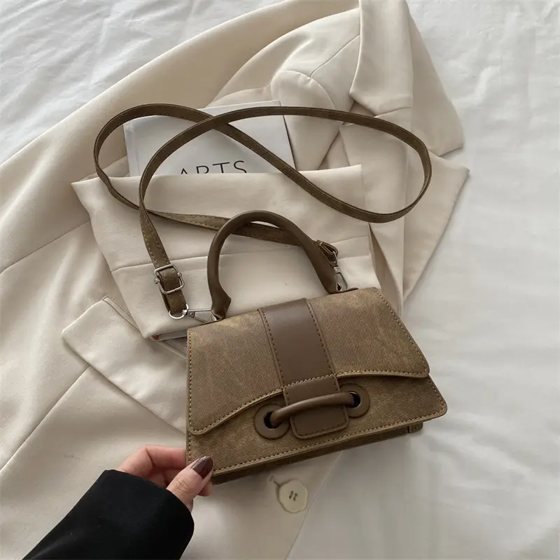 Vintage Blue Leather Shoulder Bag for Women - Image 2
