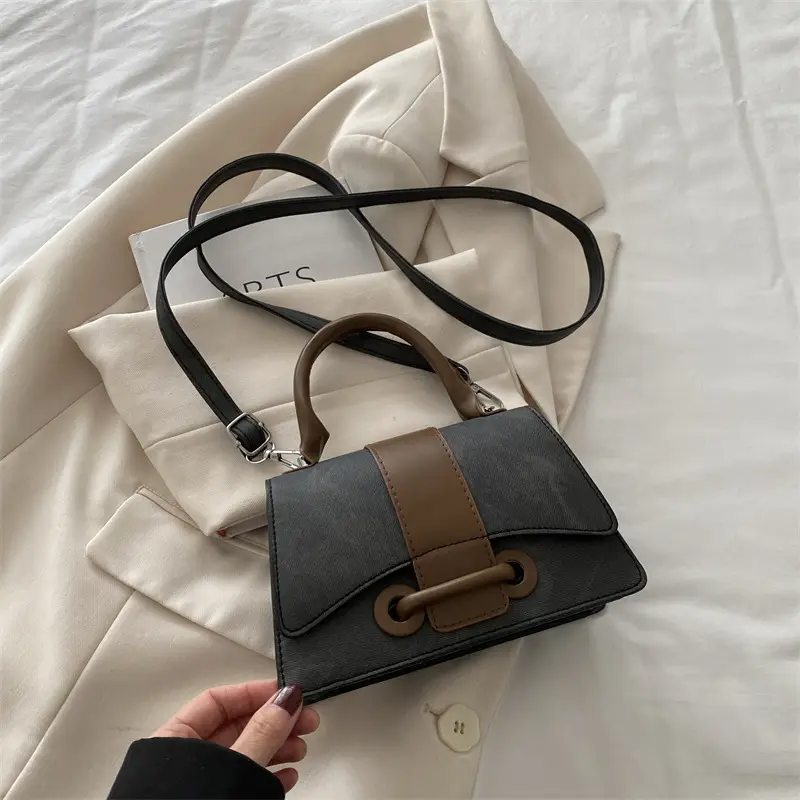Vintage Blue Leather Shoulder Bag for Women - Image 3