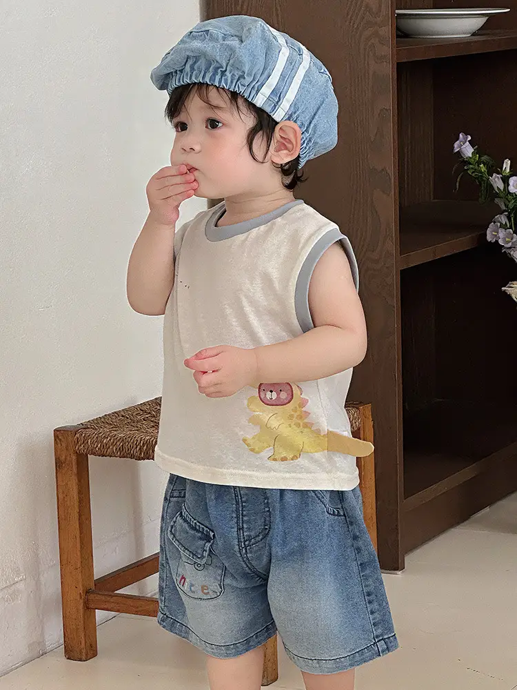Baby Vest Sleeveless T-Shirt Cartoon Top Summer Outfit - Image 3